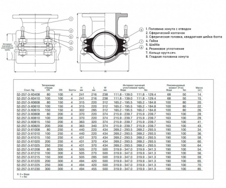 Тройник AVK 52/257 DN 100/100 ответвительный универсальный