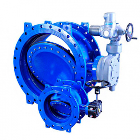 Затвор ЭНЭКОС DN 400 PN 16 поворотный фланцевый с двойным эксцентриком с редуктором и телескопическим удлинителем