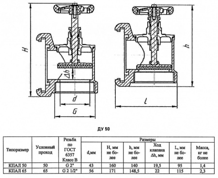 Кран пожарный Апогей КПАЛ 50 ВР 2" ДУ 50 РУ 16 угловой