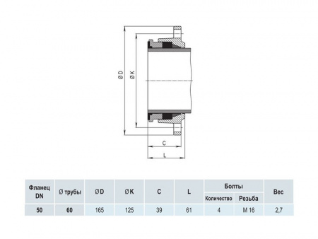 Фланец фиксирующий для стальных труб HAWLE 7601 DN 50/60 PN 10/16