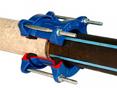 Муфта обжимная ДРК 75 мм для ПНД и ПВХ труб соединительная Муфта обжимная ДРК 75 мм для ПНД и ПВХ труб соединительная