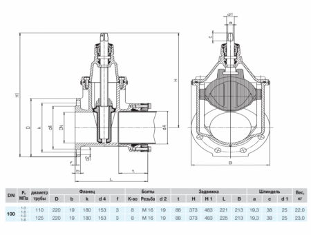 Задвижка HAWLE 4041E2 System 2000 DN 100/125 PN 16 фланец-раструб клиновая чугунная с обрезиненным клином Задвижка HAWLE 4041E2 System 2000 DN 100/125 PN 16 фланец-раструб клиновая чугунная с обрезиненным клином