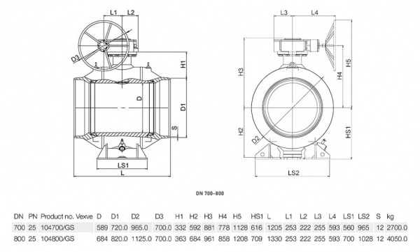 Кран шаровой Vexve 104/GS DN 700 PN 25 стальной Кран шаровой Vexve 104/GS DN 700 PN 25 стальной