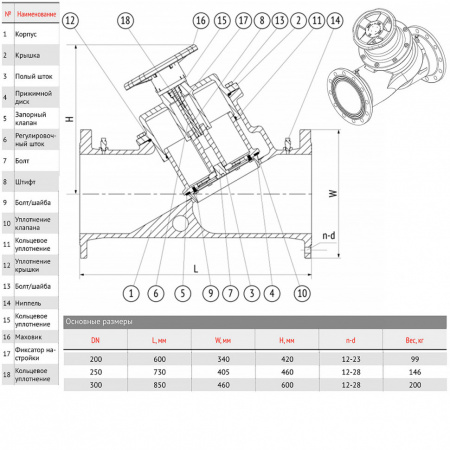 Клапан балансировочный РАШВОРК 347 Ду250 Ру16 чугунный фланцевый