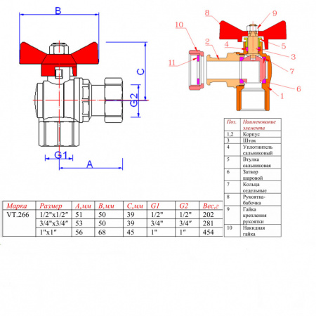 Кран шаровой VALTEC Ду25 Ру40 угловой с накидной гайкой и внутренней резьбой VT.266.N.0606