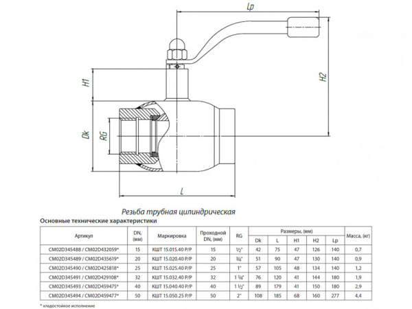 Кран шаровой БИВАЛ КШГ 15 DN 25 Р/Р