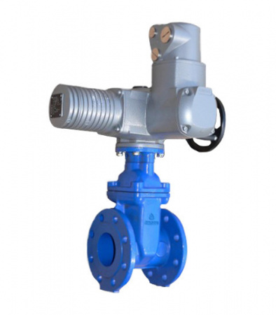Задвижка GROSS DN 200 PN 10 фланцевая с обрезиненным клином с электроприводом AUMA короткая