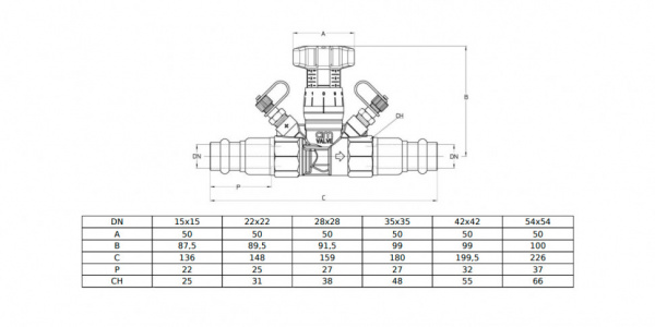 Клапан Cim 787OTPRF Ду 35 Ру 25 балансировочный Cimberio