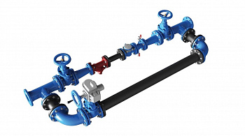 Водомерный узел из ВЧШГ двухветочный DN50 мм с водомерной вставкой