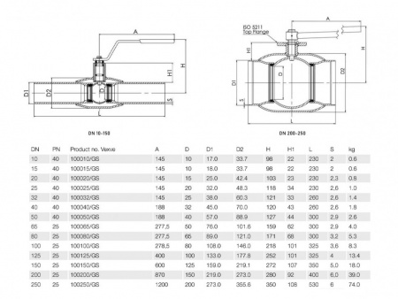 Кран шаровой Vexve 100/GS DN 10 PN 40 стальной