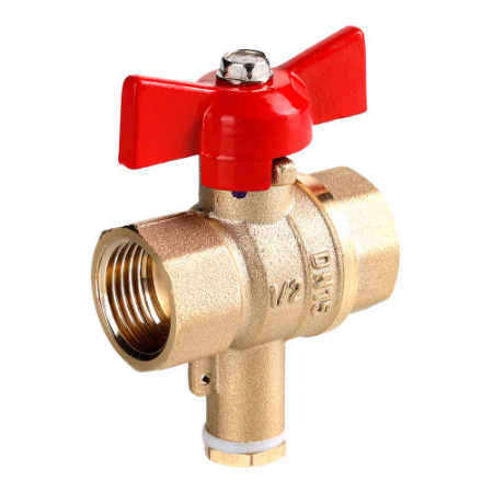 Кран шаровой VALTEC СТАНДАРТ Ду15 Ру40 без покрытия для подключения датчика температуры VT.128.GN.04