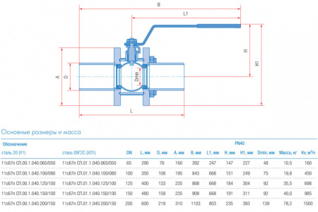 Кран шаровой Маршал 11с67п GAS PRO СП.00.1 DN 100/80 PN 40 стандартнопроходной под приварку