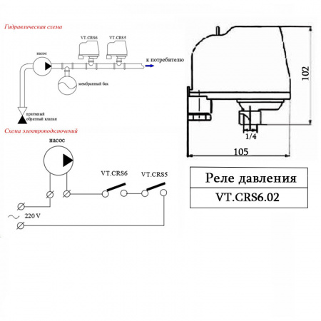 Реле защиты VALTEC от сухого хода VT.CRS6.02.1