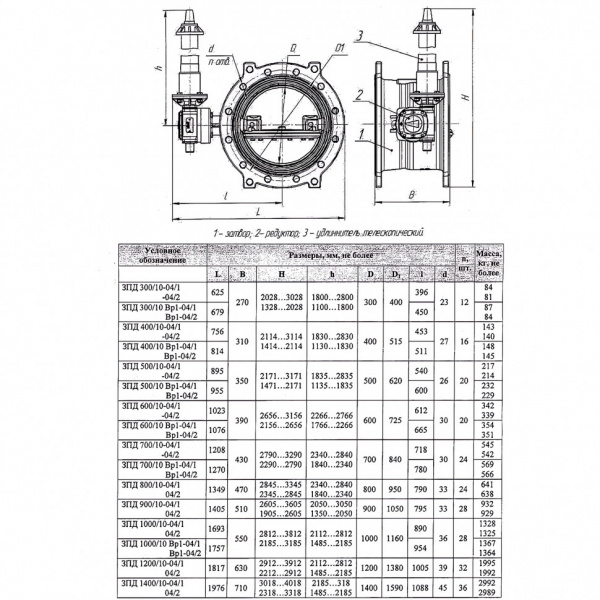 Затвор ЭНЭКОС DN 1200 PN 10 поворотный фланцевый с двойным эксцентриком с редуктором и телескопическим удлинителем