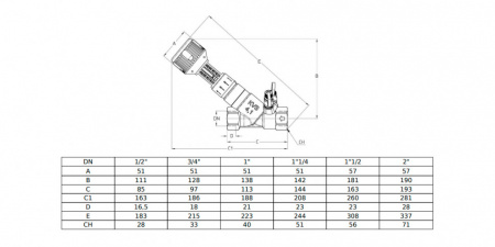Клапан Cim 747OTS 1/2" Ру 25 балансировочный Cimberio
