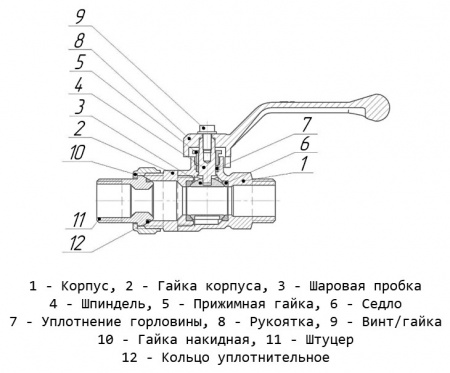 Кран шаровой латунный LD Pride 47.15.Н-ГШ.Р Ду 15 Ру 40 резьба (ВР-НР) 1/2", никелированный с черным рычагом, неполнопроходный