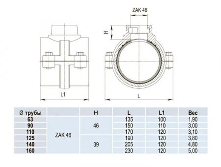 Врезной хомут Hawle 5260 DN 160 системы HAKU с отводом