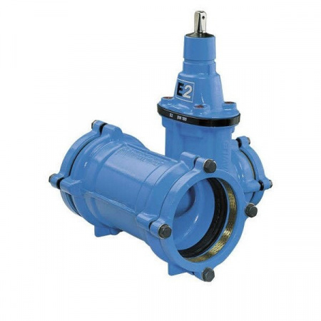 Тройник Hawle 4343E2 System 2000 PN16 DN110-110 раструбный клиновый чугунный с обрезиненным клином со встроенной задвижкой
