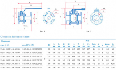 Кран шаровой Маршал 11с67п СФ.00.1 DN 100/80 PN 16 стандартнопроходной фланцевый