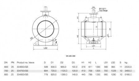 Кран шаровой Vexve 304/GS DN 700 PN 25 стальной газовый Кран шаровой Vexve 304/GS DN 700 PN 25 стальной газовый