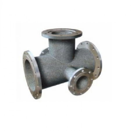 Крест чугунный фланцевый с пожарной подставкой ППКФ 300х200 мм