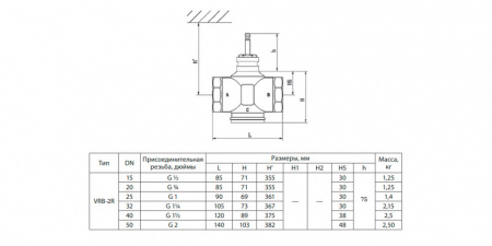 Клапан регулирующий VRB-2R Ду 20 Ру 25 Ридан двухходовой