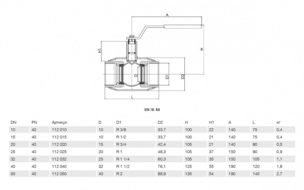 Кран шаровой Vexve 112 ВР 1 1/4" DN 32 PN 40 стальной газовый Кран шаровой Vexve 112 ВР 1 1/4" DN 32 PN 40 стальной газовый