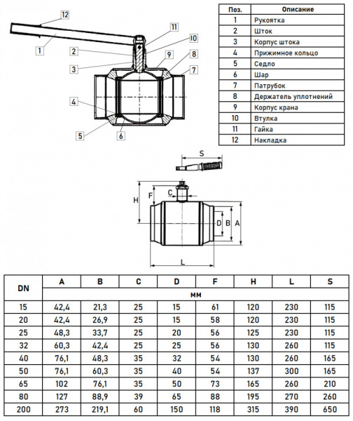 Кран шаровой Danfoss JiP Premium WW DN 40 PN 40 стальной стандартнопроходный под приварку Кран шаровой Danfoss JiP Premium WW DN 40 PN 40 стальной стандартнопроходный под приварку