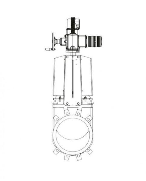 Задвижка GROSS DN 350 PN 4 шиберная с выдвижным штоком c электроприводом AUMA Задвижка GROSS DN 350 PN 4 шиберная с выдвижным штоком c электроприводом AUMA
